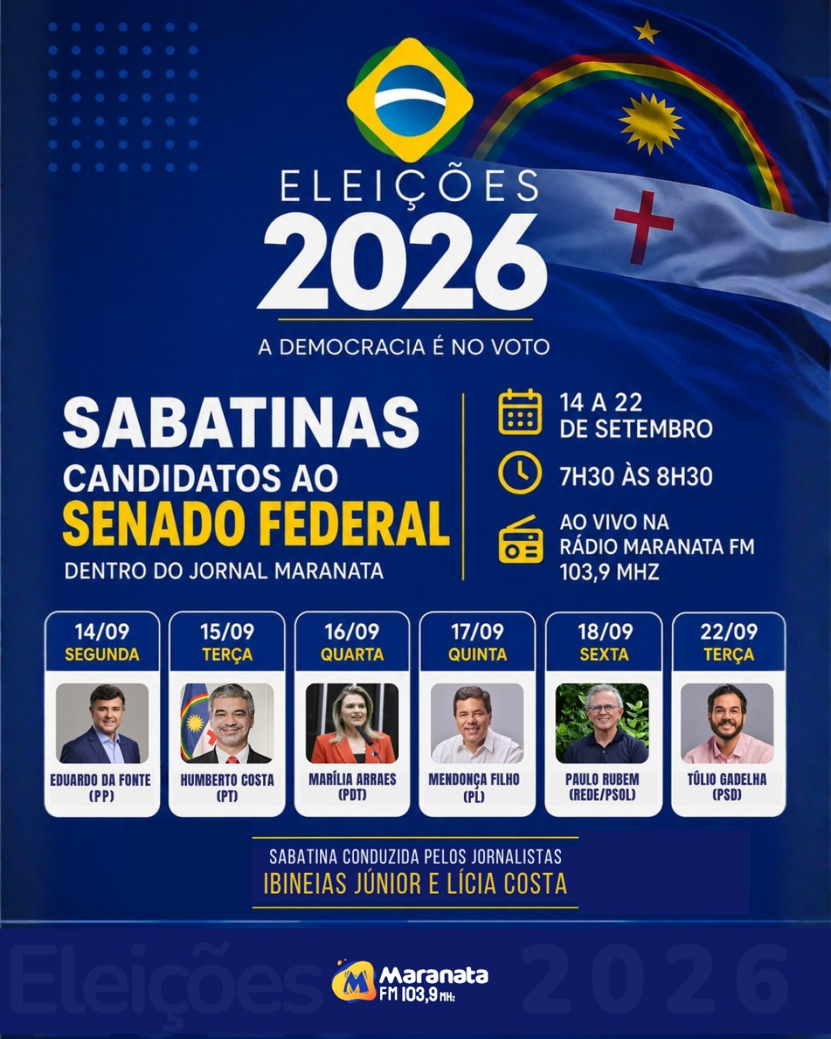 Rádio Maranata FM 103,9 promove sabatinas entre candidatos ao Senado na próxima segunda-feira