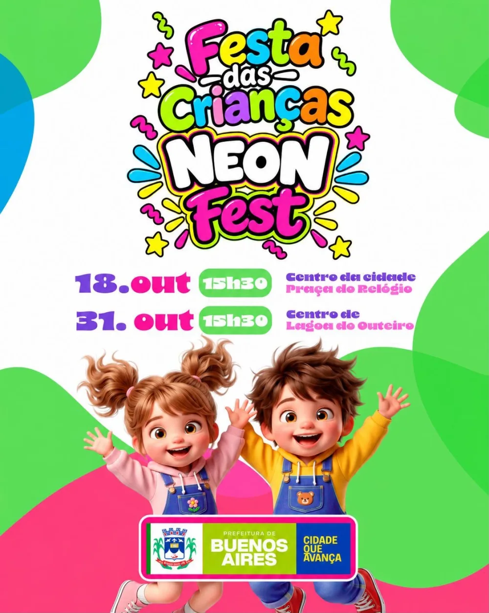 Prefeitura de Buenos Aires prepara grande Festa das Crianças neste domingo, na Praça do Relógio