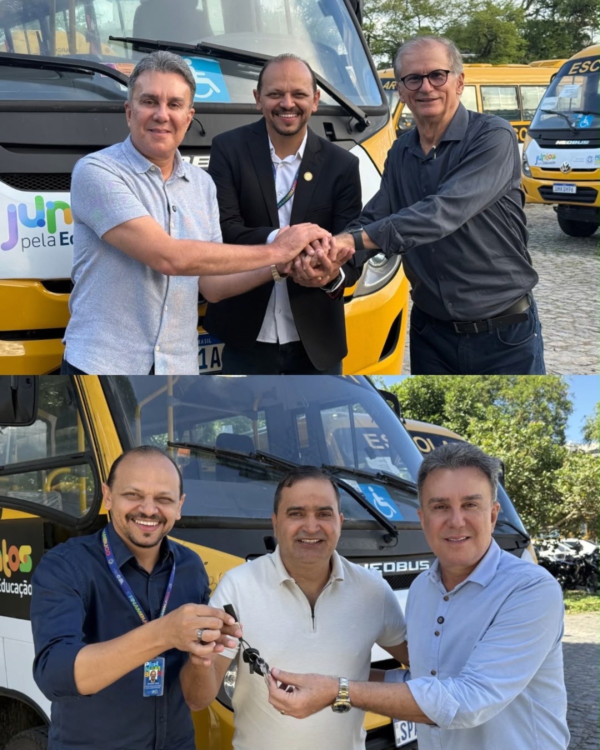 Ricardo Teobaldo entrega novos ônibus escolares para Limoeiro e Brejinho