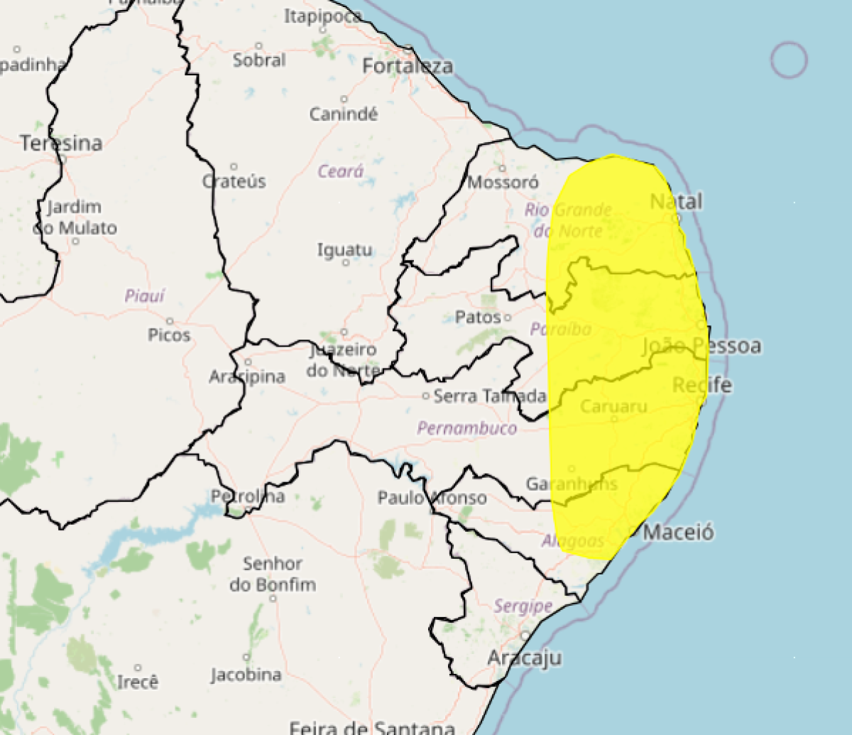 Prepare a sombrinha: Inmet prevê acumulado de chuvas na RMR, Agreste e Mata para este sábado; aviso é amarelo