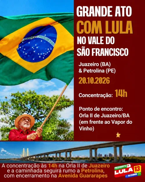 Lula une Juazeiro e Petrolina em caminhada nesta terça-feira (20)