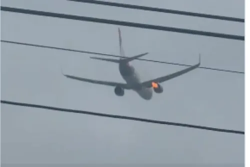 Avião tem motor em chamas após colisão com pássaro na Grande Recife